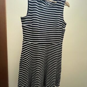 Navy and White Striped Cotton Dress